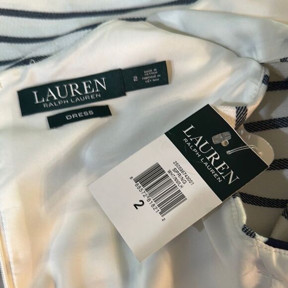 NWT Ralph Lauren Striped Sleeveless Dress - Navy and White Size 2 - Picture 12 of 13